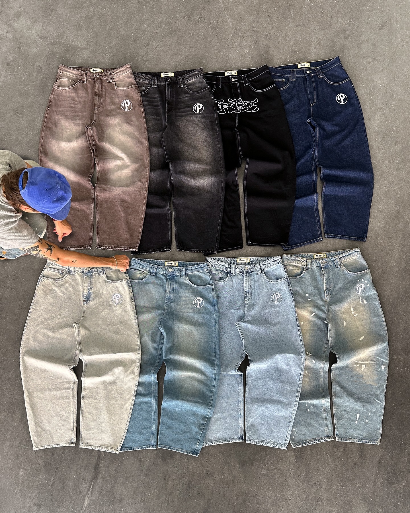 Streetwear PROTECT Jeans Y2K Spodnie męskie Harajuku Hip Hop Letter Embroidery Vintage Blue Baggy Jeans Spodnie z szeroką nogawką z wysokim stanem