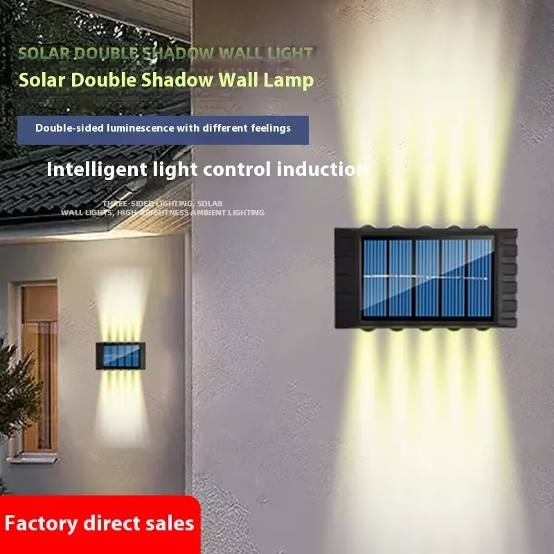 4/6/8/10 diod LED lampa ścienna na energię słoneczną Yard Street Decor światło zewnętrzne wodoodporne w górę i w dół oświetlenie świetlne ogrodowa lampa krajobrazowa