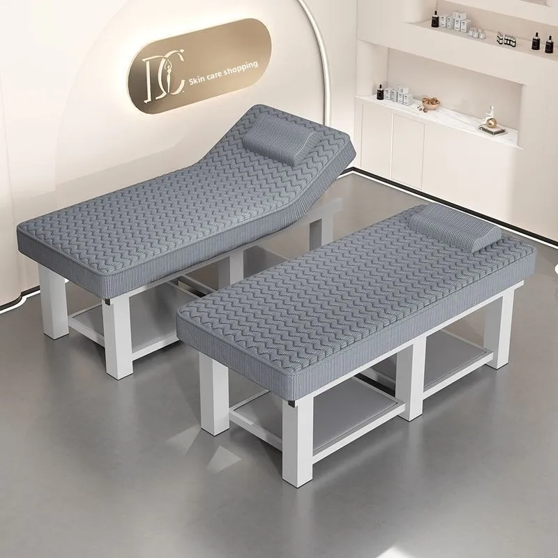 Cama de massagem para moxabustão de cílios, padrão bordado, salão de beleza, massagem especial, fisioterapia, madeira sólida, látex, cama de beleza