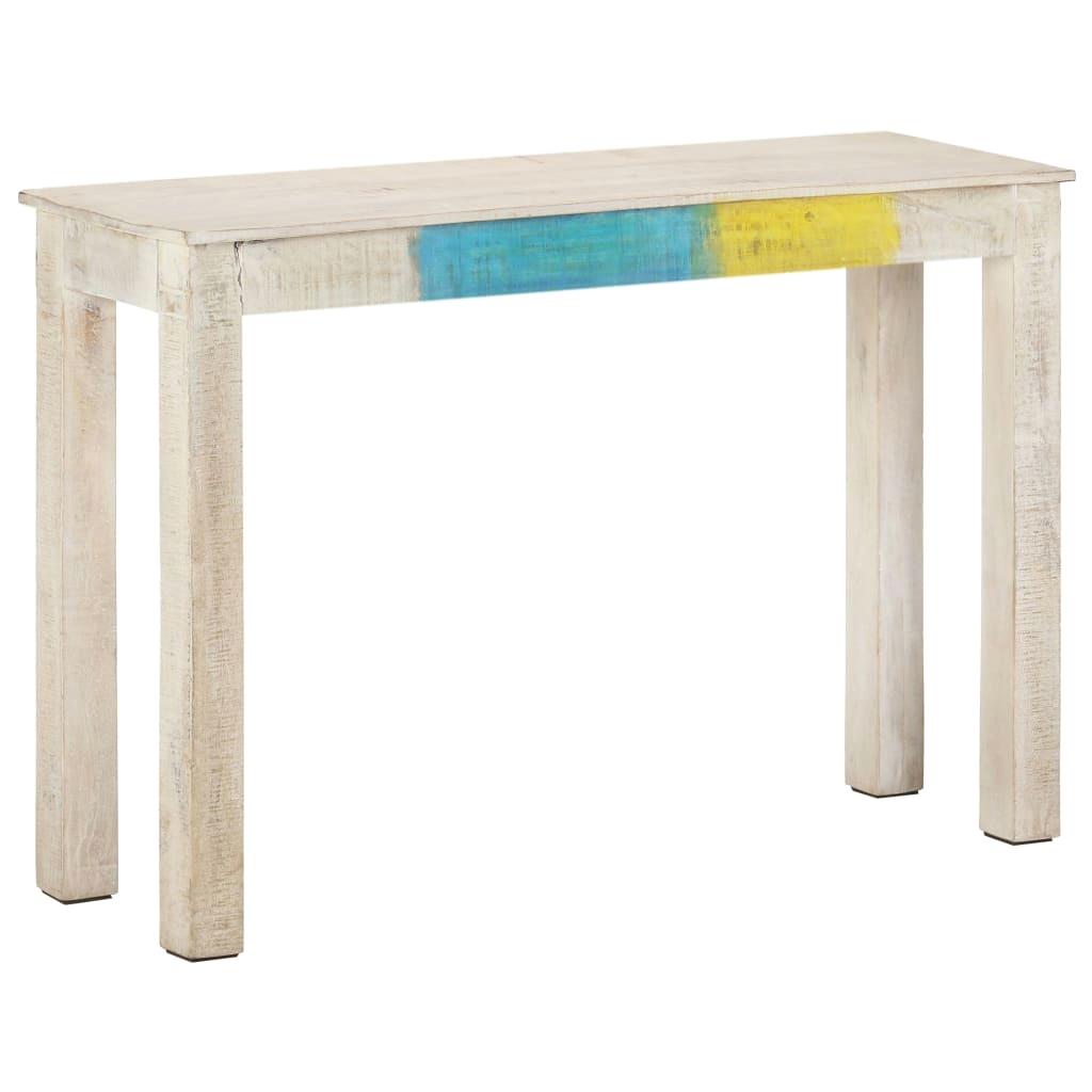 Table Console Blanc en Mango Brut Massif, 115x35x77 cm, Solution de Rangement mn