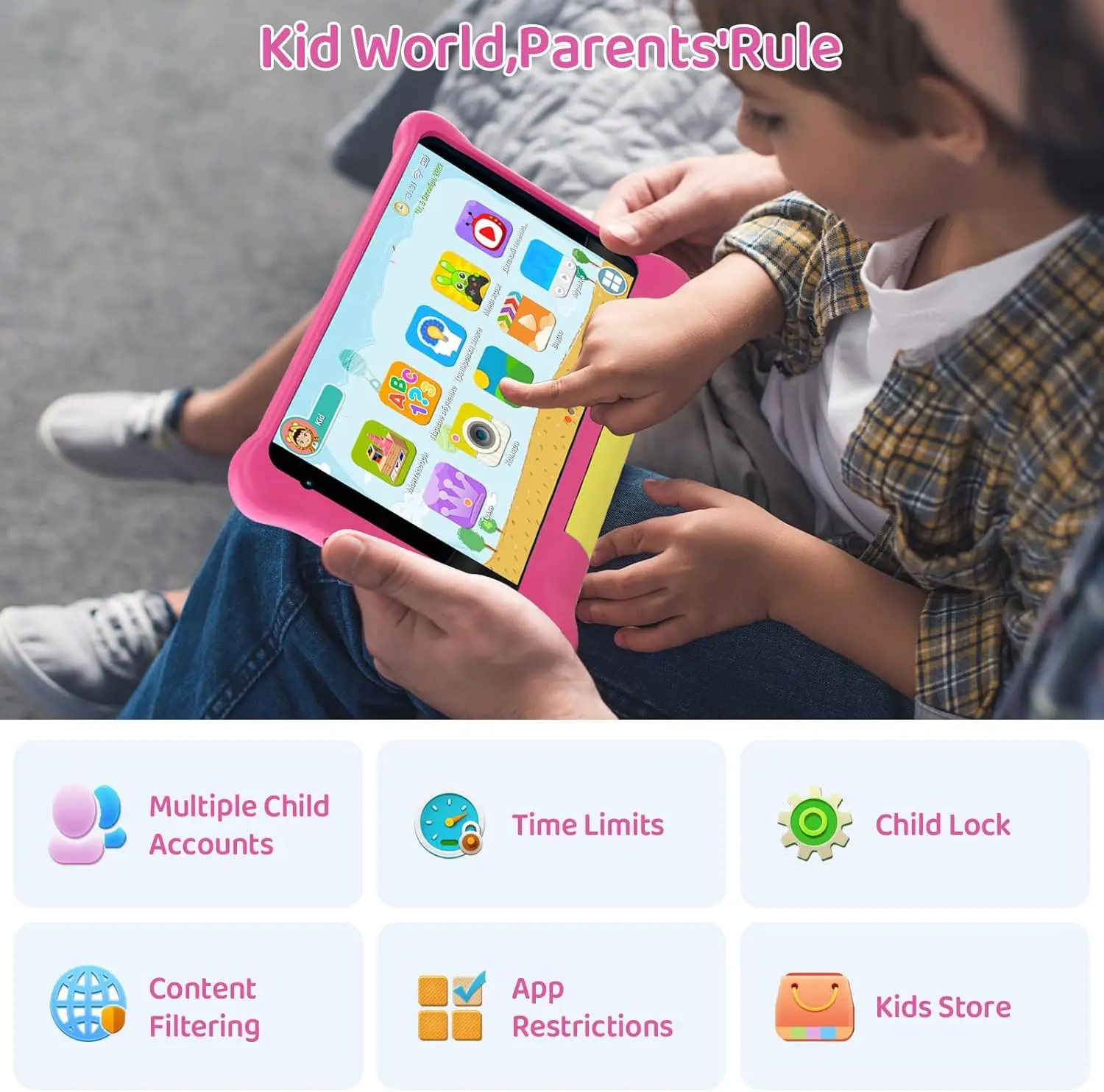 Uero crianças tablet 7 Polegada android 13 comprimidos quad core 5gb ram 32gb rom 2500mah câmera dupla bluetooth wifi controle parental pc pad