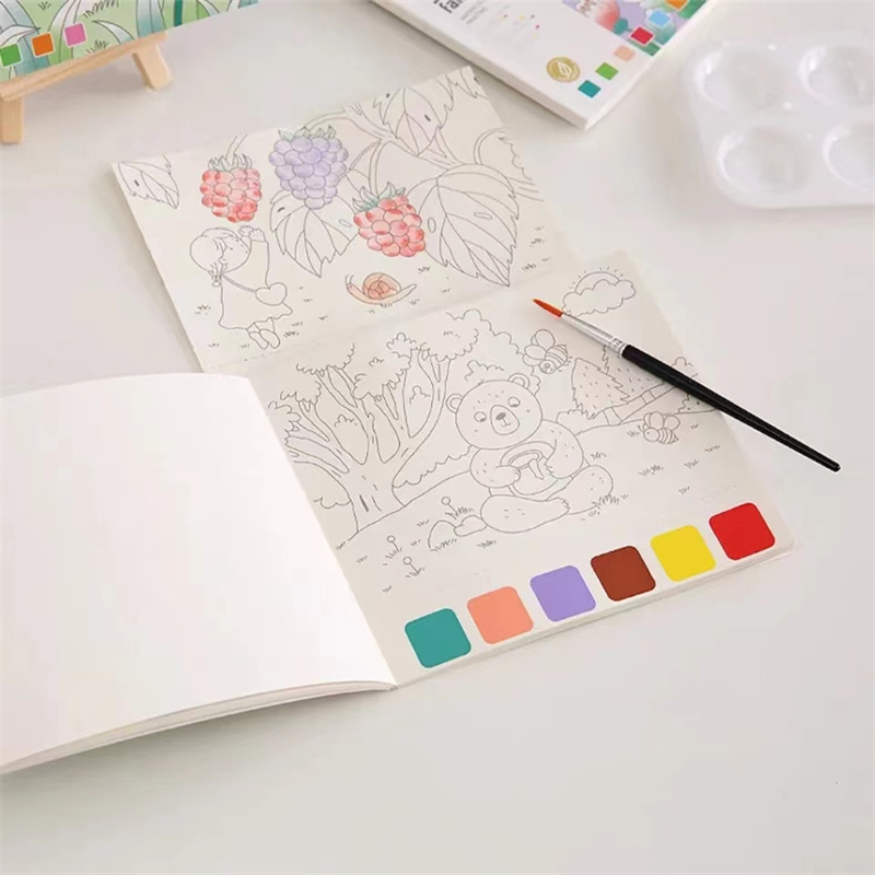 1 pezzo di note dipinte ad acquerello per bambini, set di pittura, riempimento, libro dipinto con pigmenti ad acquerello, libro illustrato con graffiti ad acquerello