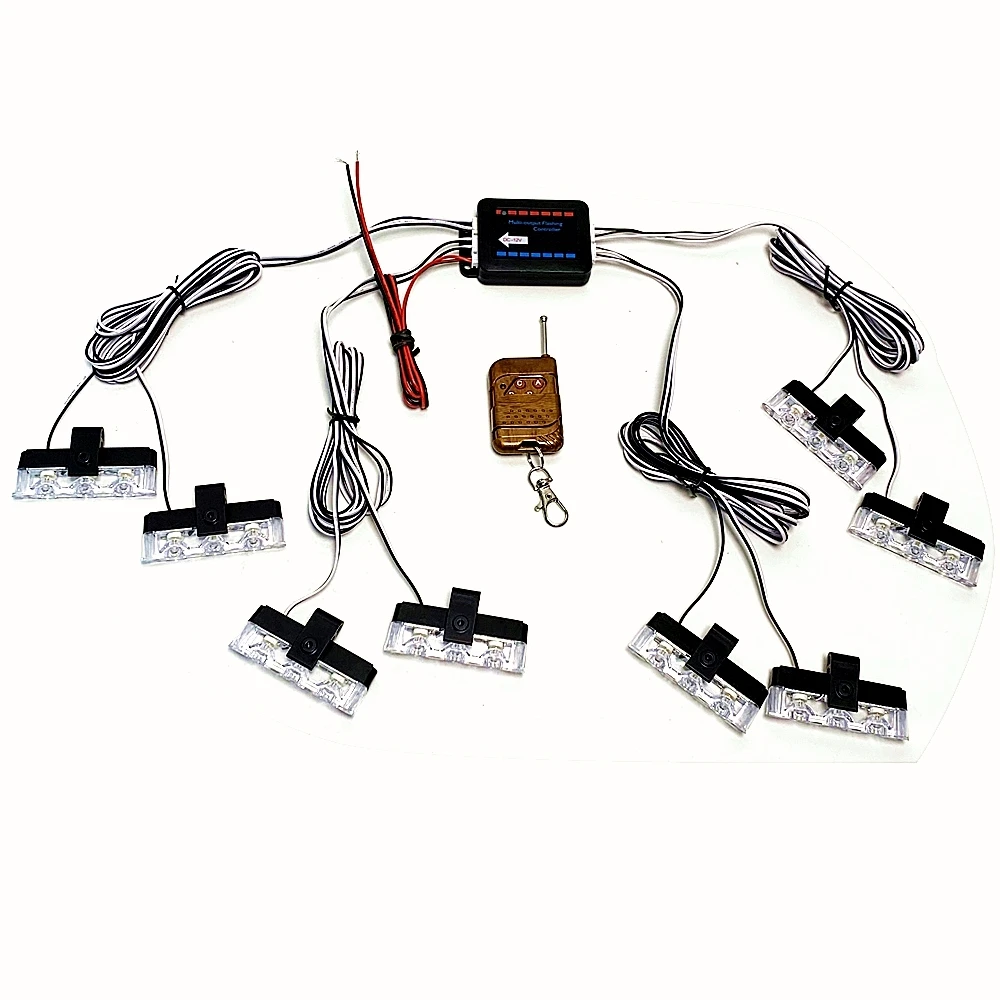 3 Đèn LED Xe Hơi Ô Tô Lưới Tản Nhiệt Trước Nhấp Nháy Cảnh Sát Đèn Flash Đèn Cảnh Báo Xanh Đỏ Vàng Xe Cứu Hộ Khẩn Cấp Flasher Tín Hiệu Ánh Sáng