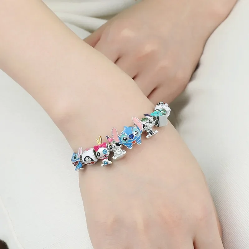 Pulsera Pandora de punto de Disney, joyería con personalidad a la moda, pulsera con apertura ajustable para mujer, regalos para el Día de San Valentín para novia