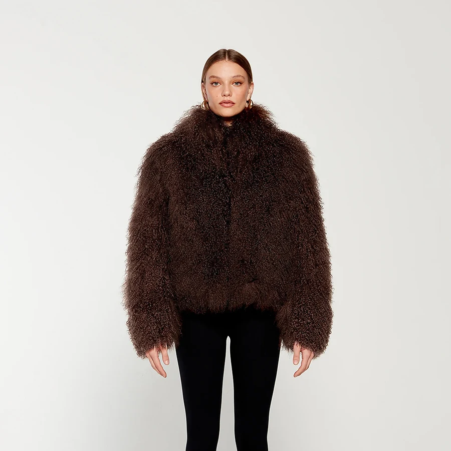Natürliche Pelzmantel Für Mädchen Echte Mongolischen Schafe Pelzmantel Kurze Warme Winter Tibetischen Lamm Pelz Jacke Frauen Kleidung