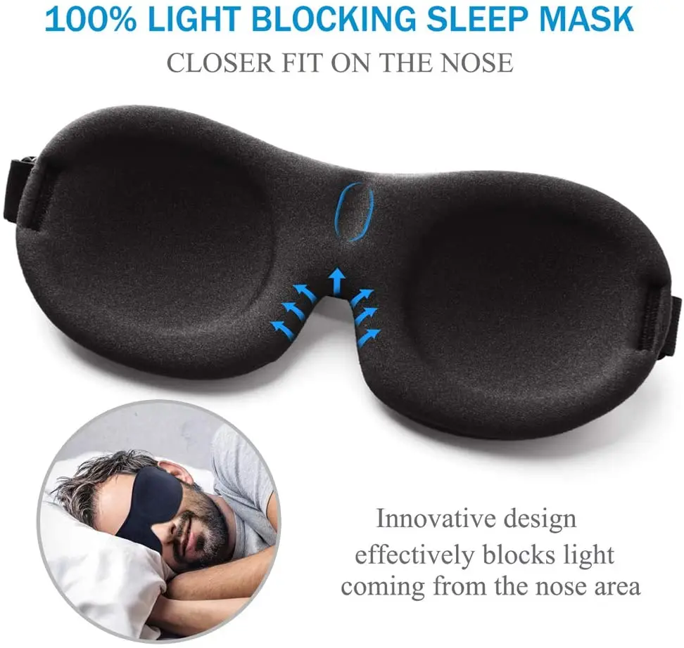 Máscara de sono atualizada com contorno 3D Máscara de olho blackout para dormir com alça ajustável Soft Night Blindfold Eye Shades para cochilos