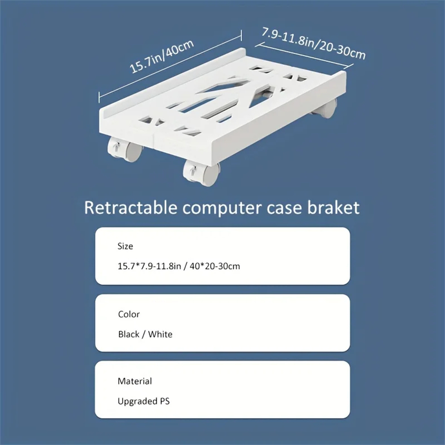 Verstellbarer mobiler PC-Turmständer mit Rädern unter dem Schreibtisch, CPU-Halter, verstellbarer, stabiler mobiler Computer-Hostständer für das Heimbüro