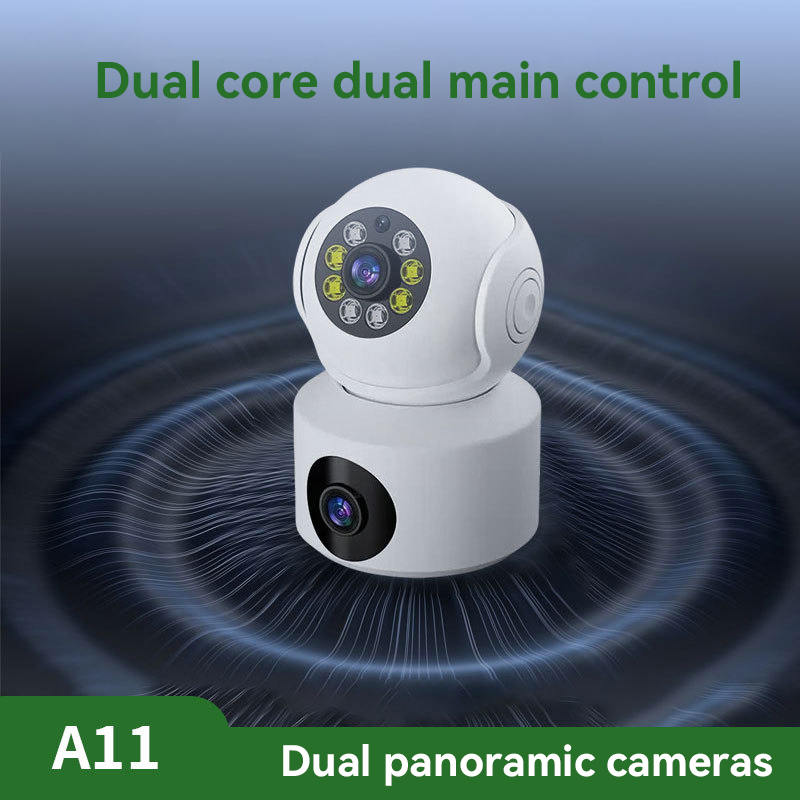 Cámara giratoria de doble lente 6K WiFi vigilancia seguimiento automático Audio bidireccional Monitor de visión nocturna a Color cámara web inteligente para interiores