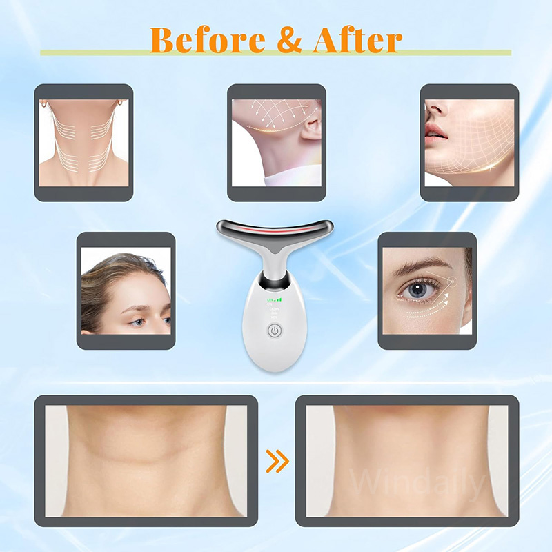 Lift facial 7 cores pescoço beleza dispositivo de pescoço massageador fino levantamento facial aperto rosto removedor de rugas cuidados faciais máquina de beleza