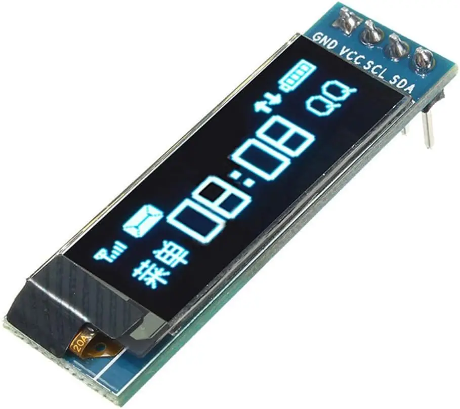 0.91インチ I2C IIC OLED ディスプレイモジュール 128x32 ピクセル ミニ自発光ディスプレイスクリーンボード Arduino プロジェクト用 Raspberry Pi ホワイト