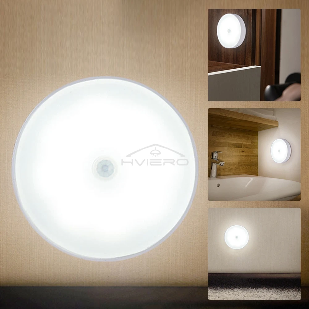 รอบไฟกลางคืน LED Wireless Motion Sensor หลอดไฟ USB ชาร์จตกแต่งห้องนอนบันไดตู้ตู้เสื้อผ้าโคมไฟติดผนัง