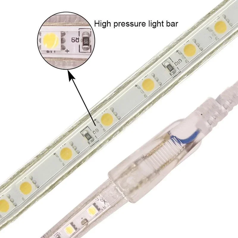 Plugue da ue 220v tira conduzida à prova dwaterproof água luzes led tira 220v fita flexível para sala quarto cozinha ao ar livre iluminação do jardim
