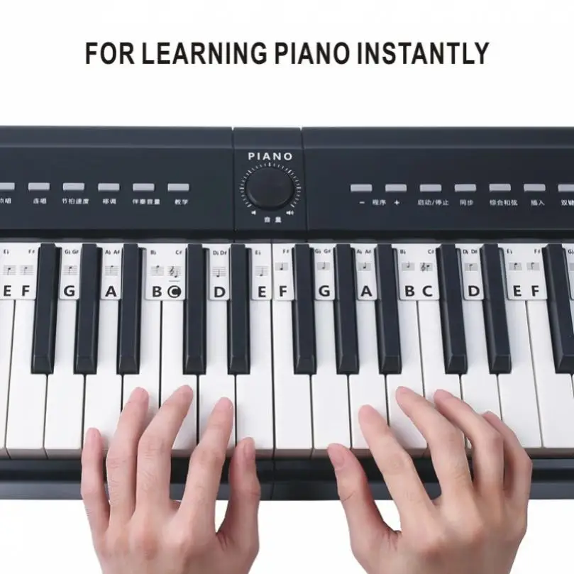 61 88 Keys Piano Keyboard Note Labels Marker Free Paste Overlay Silicone Strips Piano Guide for Beginners Kids Practice Sticker