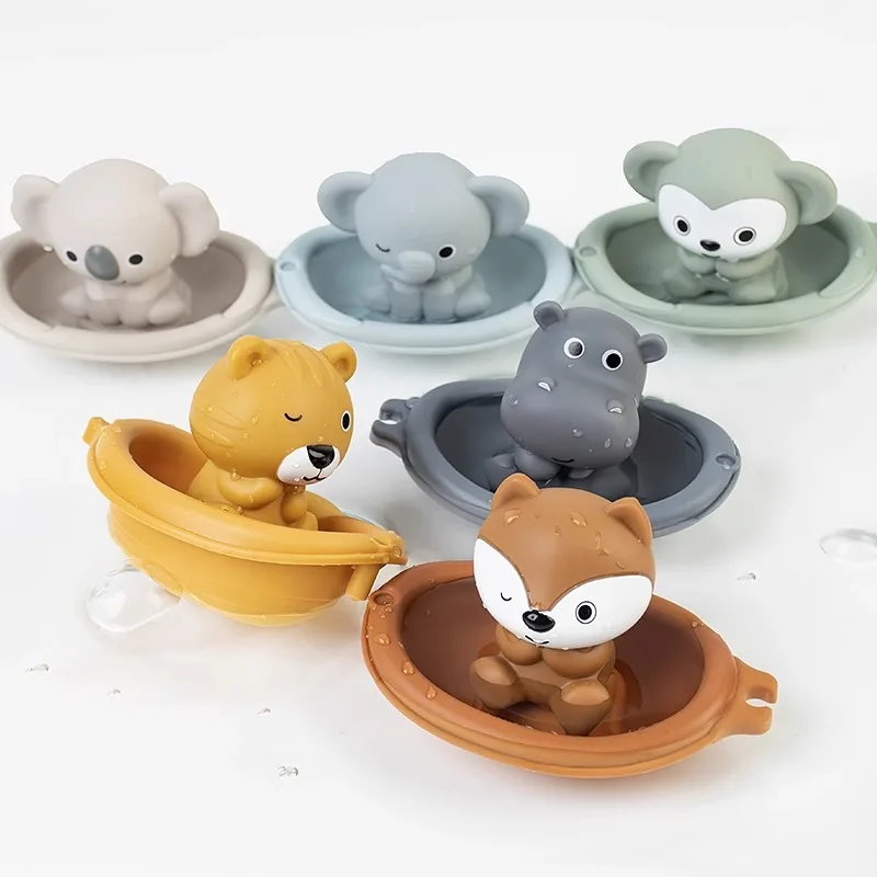 ของเล่นเด็กซ้อนอาบน้ําเรือของเล่นซิลิโคนน่ารักสัตว์หุ่นนิ้วมือสําหรับเด็ก Interactive ลอยบีบของเล่นของขวัญ