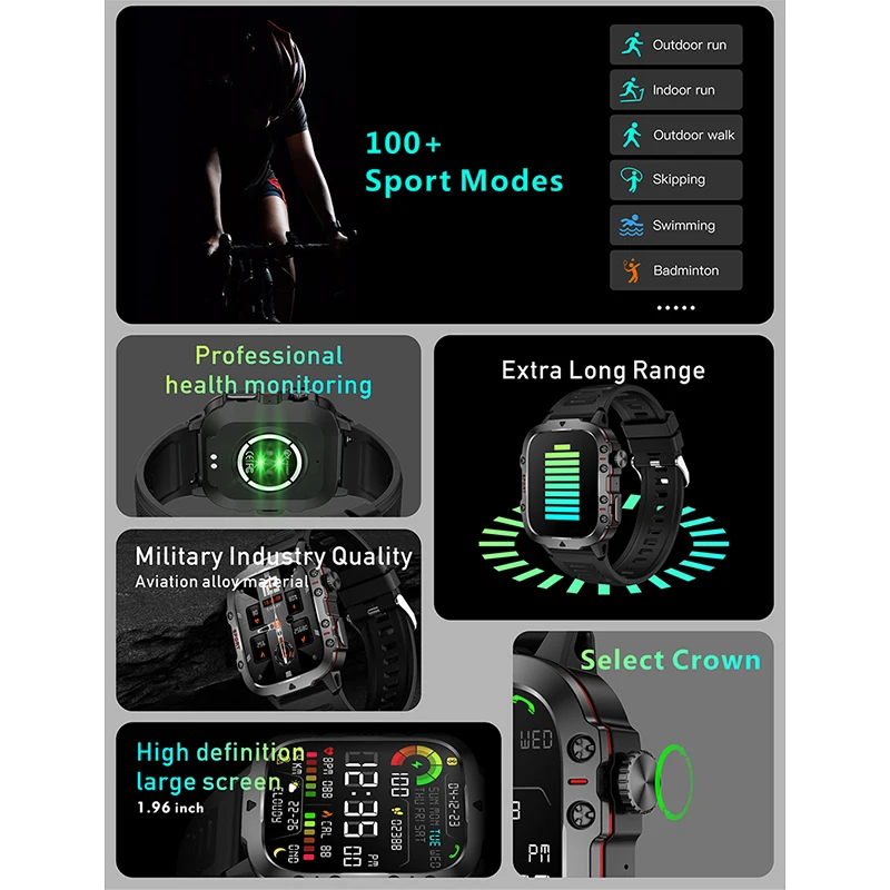 2024 neue Robuste Militärische GPS Smart Uhr Männer AMOLED HD Bildschirm Herzfrequenz Bluetooth Anruf Wasserdichte Outdoor SmartWatch Für Xiaomi
