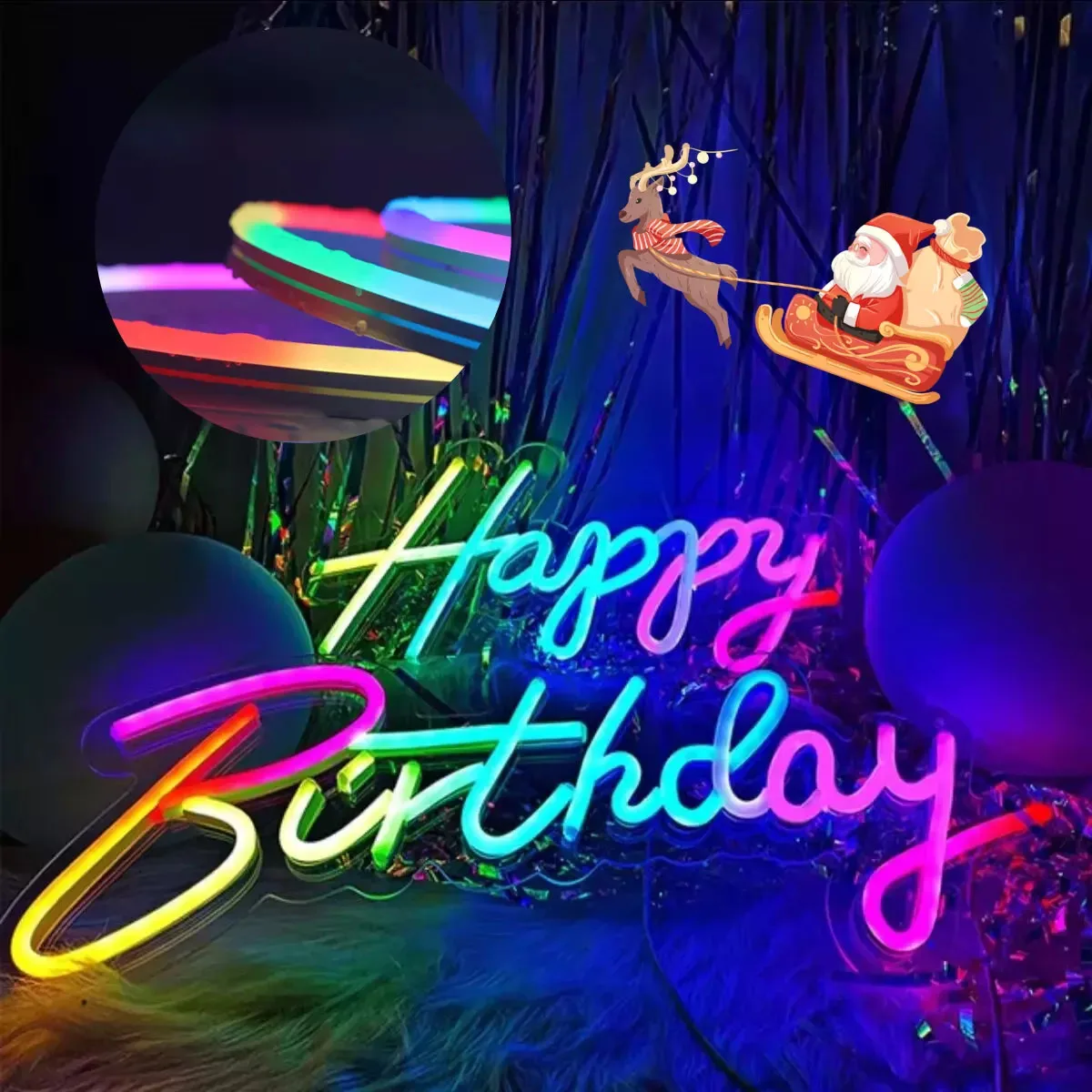 Neon RGB LED Smart Strip Lights with App Remote Control LED Rope Tape Lights for Christmas Party Decorations Flexible Ambient