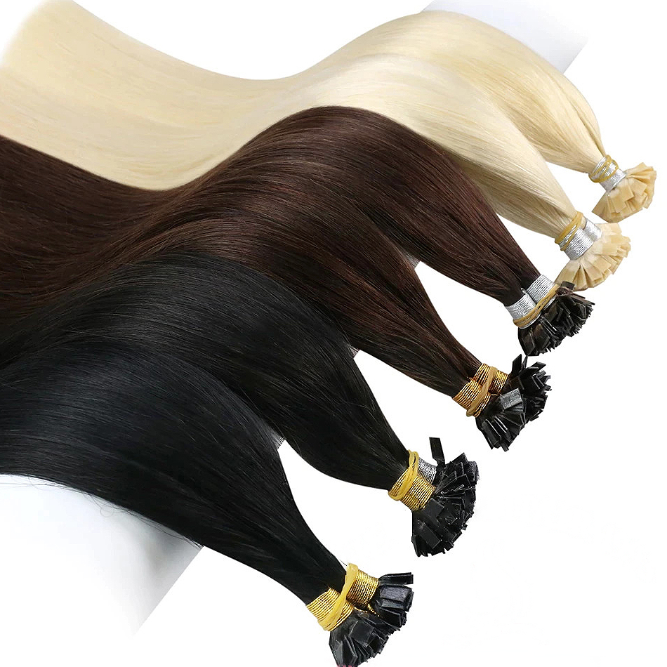 Extension de cheveux humains à pointe plate Remy cheveux 1 g/s 18-28 pouces réel Remy soyeux droit noir brun pré-collé kératine Fusion cheveux
