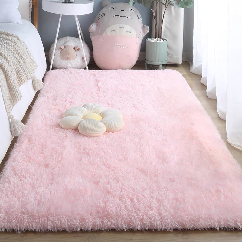 VIKAMA Modern Simple Silk Hair Home Decorative Carpet Bedroom Living Room Not Easy to Drop Comfortable Carpet