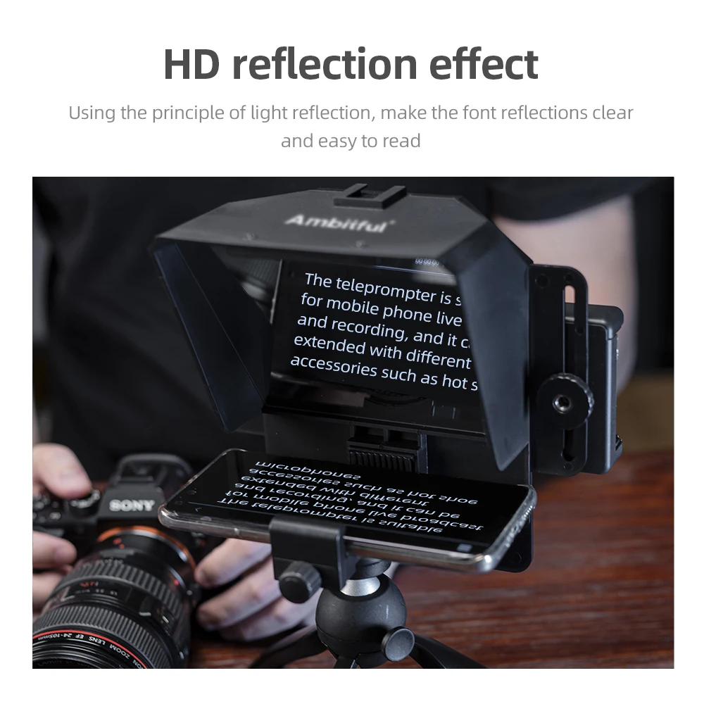 Ambitful Phone and DSLR Recording Mini Teleprompter Portable Inscriber Mobile Teleprompter Artifact Video With Remote Control