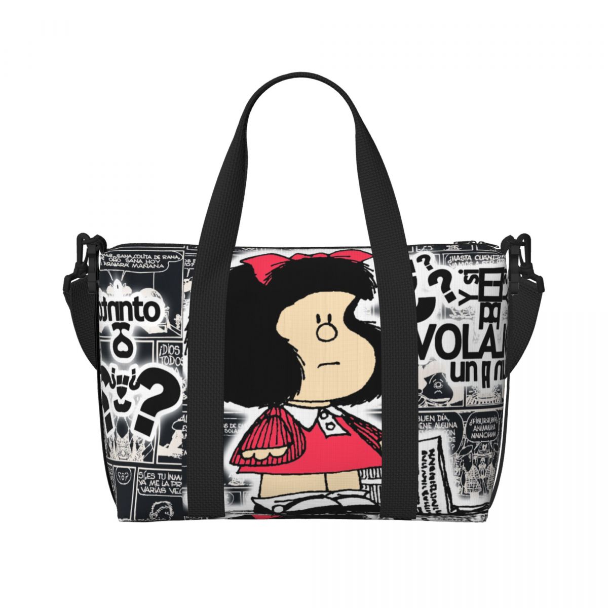 Benutzerdefinierte Vintage Quino Comic Mafalda Einkaufstasche Frauen große Kapazität Cartoon Mang Strand Gym Schulter Reisetasche