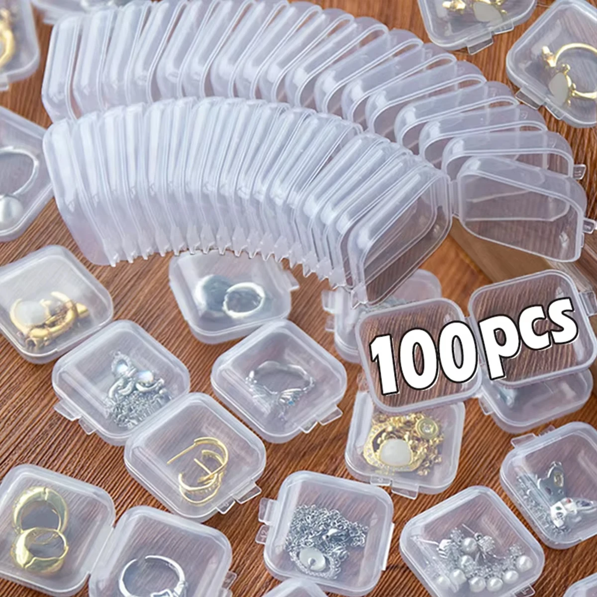 Atacado mini caixa de armazenamento quadrada transparente plástico flip capa pequena caso pílula jóias brincos dustof armazenamento pacote caixas