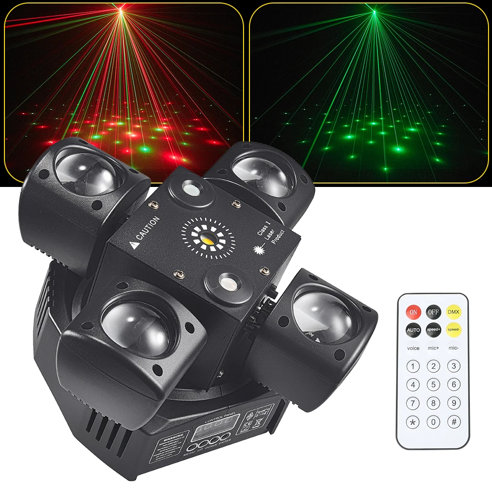 Красочные мини-дискотечные огни 48 Вт с 4 подвижными головками DJ Light DMX512 Светодиодный луч Стробоскопический эффект RGBW Вечеринка Ночной клуб Бар Сценический свет