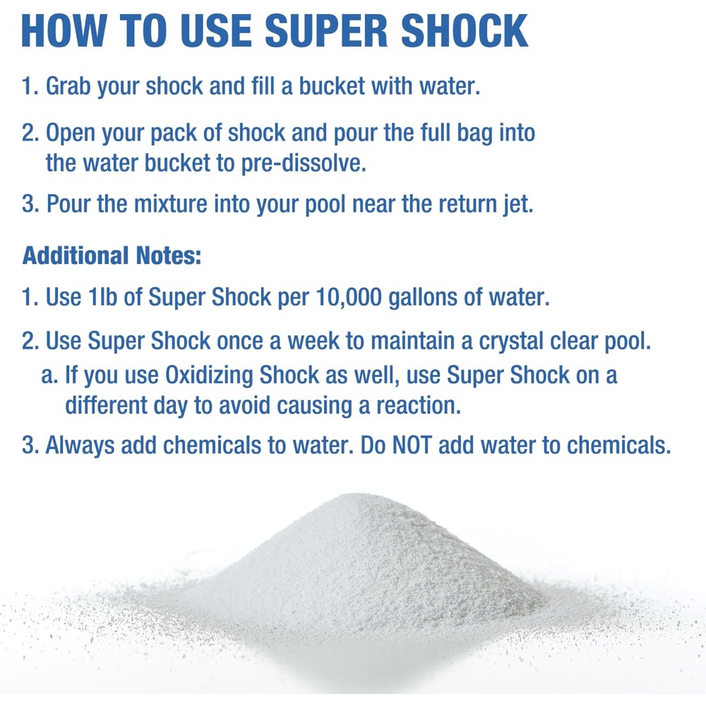 Super Pool Shock | Pro-Grade Chlorine Shock, Quick-Dissolving, Fast-Acting 68% Cal-Hypo Granular Pool Shock