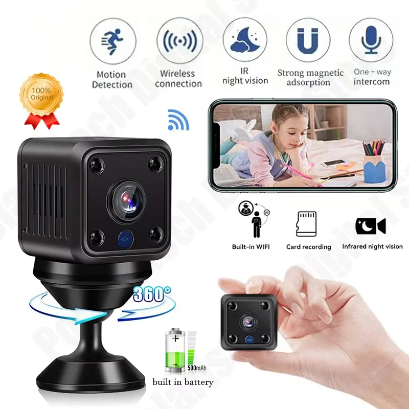 Xiaomi X6 Mini cámara 1080P HD WiFi Monitor remoto cámara para mascotas y bebés batería integrada visión nocturna protección de seguridad inteligente para el hogar