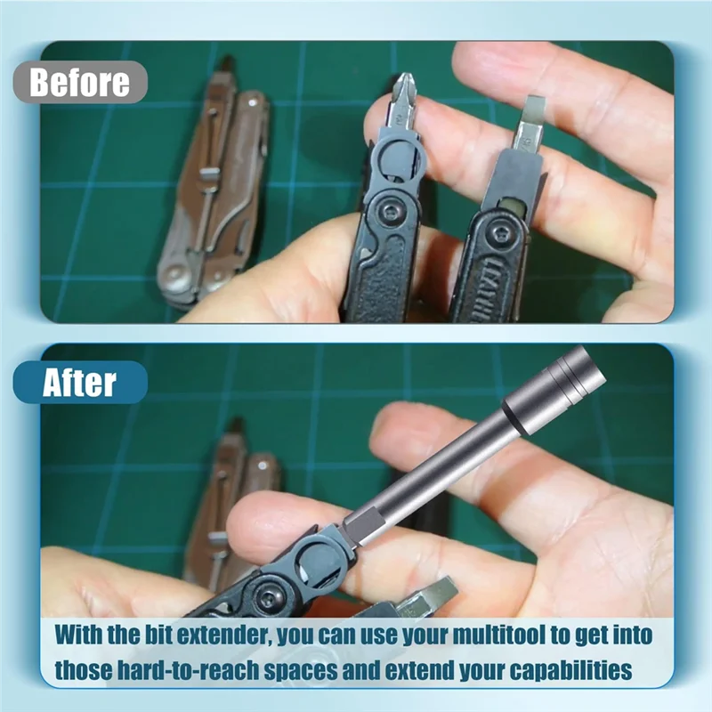 KYCOR-Bit Driver Extender With 1/4" Hex Bits Adapter For Multi-Tool Accessories–For Leatherman, Surge, Wave Plus