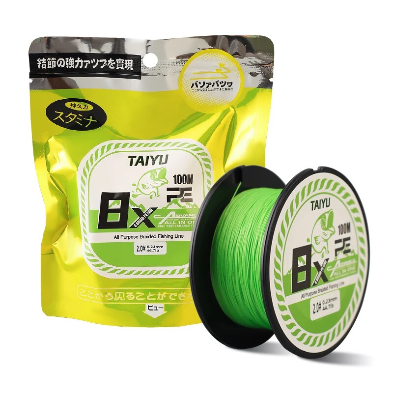 TAIYU 8 fili 100M PE lenza intrecciata 32LB-72LB Giappone durevole multifilamento lenza super liscia lenza da pesca alla carpa