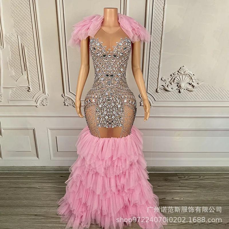 Luxuriöses Diamant-Konzert-Atmosphären-Socializing-Ball-Abendkleid, Studio-Modelle, Modenschau, Performance-Kleid, Hochzeitskleid