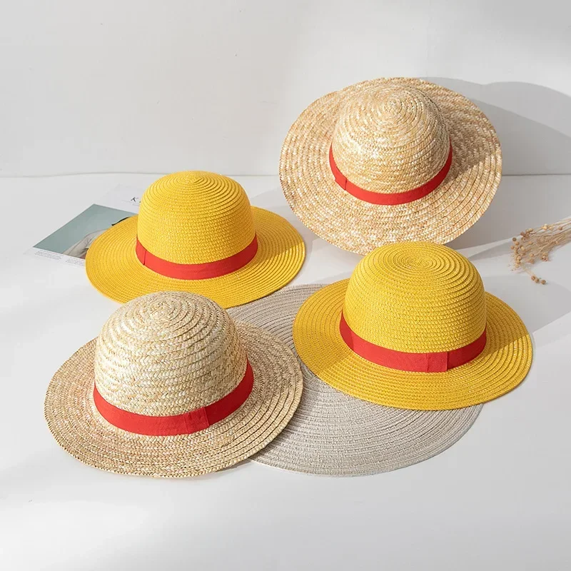 Sombrero de paja Luffy de una pieza, gorras de Cosplay de dibujos animados, accesorios, sombrilla, sombrero para padres e hijos, sombrero Luffy para mujeres y hombres