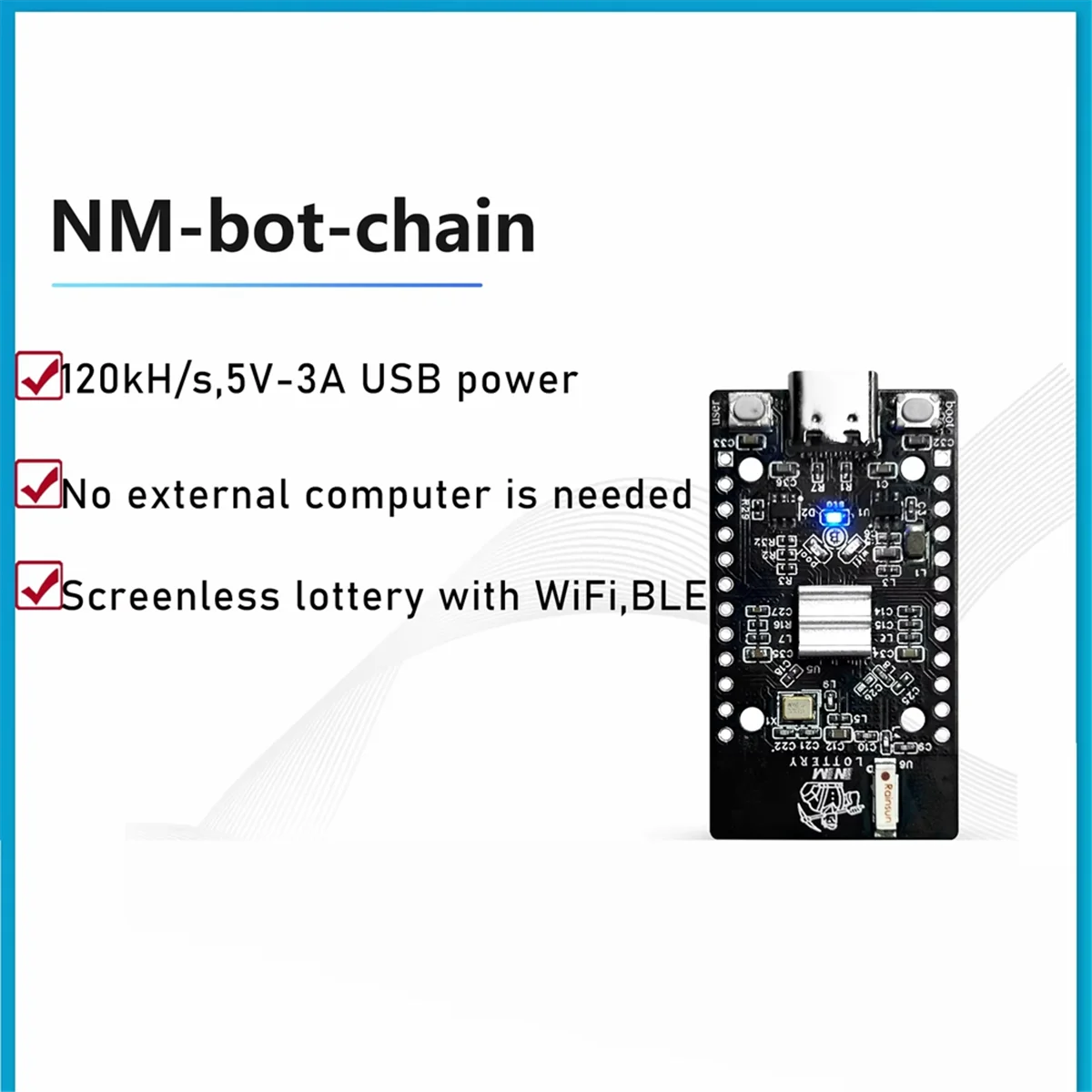 Diskon Besar NM-Bot-Chain NMMiner Lucky BTC Solo Lottery Miner 120KH/S Lebih Tinggi Nerdminer V2 ESP32S3 Rantai Satu Per Satu Daya Rendah 1 Buah