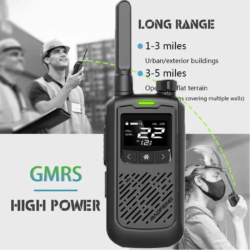 2 pçs BF-T17 frs mini walkie talkie portátil rádio em dois sentidos de longo alcance 22ch vox usb 2w0.5w rádio amador com lanterna led