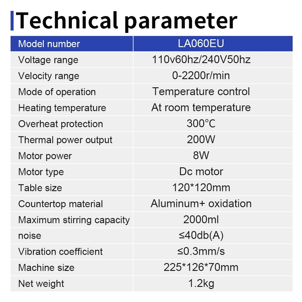 Riscaldamento Agitatore magnetico Display digitale Agitatore termostatico Laboratorio Piastra riscaldante Miscelatore magnetico Velocità regolabile 1600 giri/min