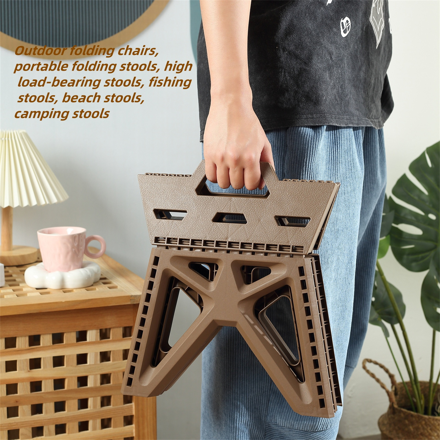 Taburete pequeño para exteriores, taburete plegable portátil de alta carga, silla pequeña duradera, taburete de pesca, taburete de playa, taburete de Camping, 1 ud.