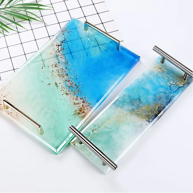 Tablett Silikon Form DIY Harz Form Kristall Epoxy Silikon Form Obst Disc Tee Platte Tabletop Untersetzer, Der Formen Werkzeug