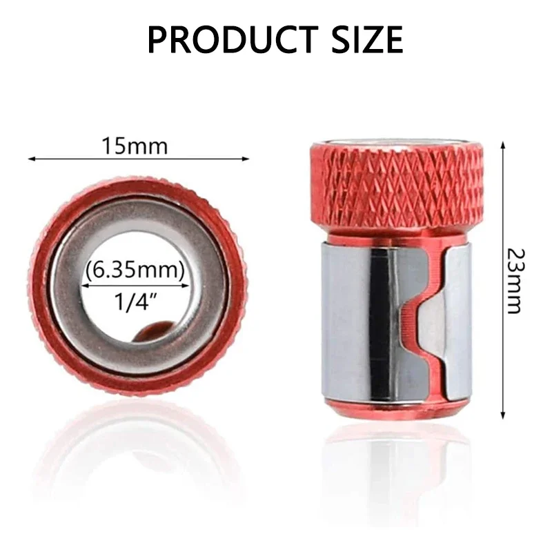 Punte per cacciavite ad anello magnetico in lega con anello magnetico universale da 6,35 mm Anello magnetico per punta da trapano con magnetizzatore forte anticorrosione