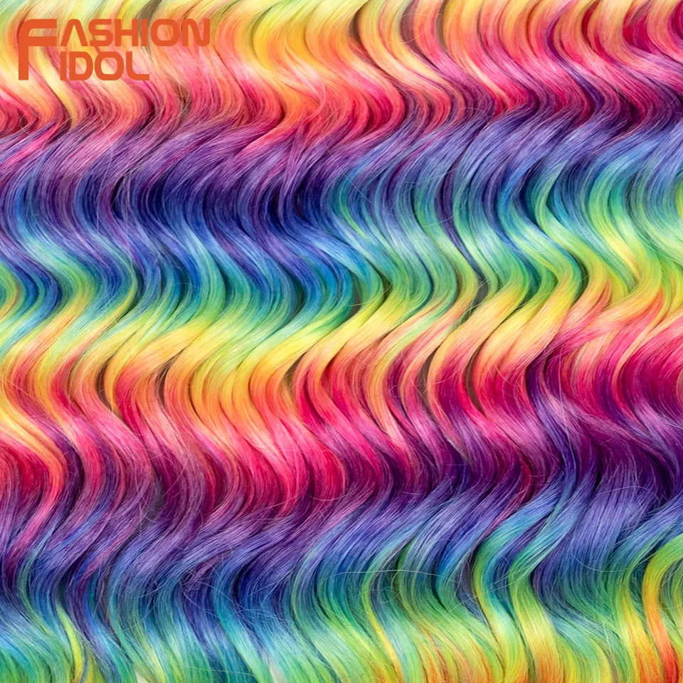 Moda ídolo 24 Polegada profundo ondulado paixão torção crochê cabelo sintético tranças de crochê arco-íris encaracolado trança extensões de cabelo