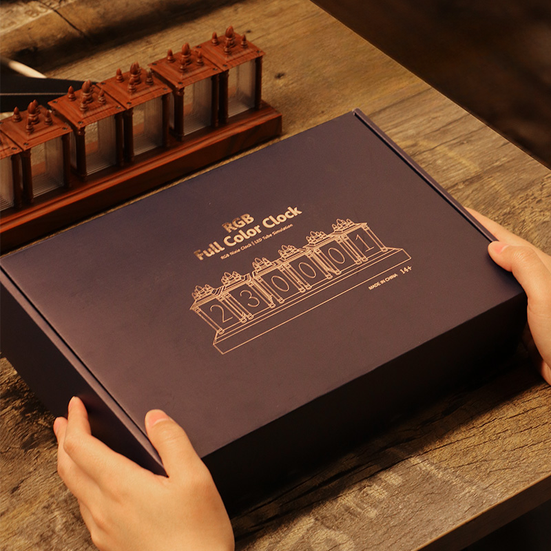 Zegar cyfrowy LED Zegar tubowy Nixie Zegar tubowy RGB Zegar tubowy z drewna orzechowego Lampka nocna Cyfrowy alarm Atomosfera Lampka Zegar Timer Prezent