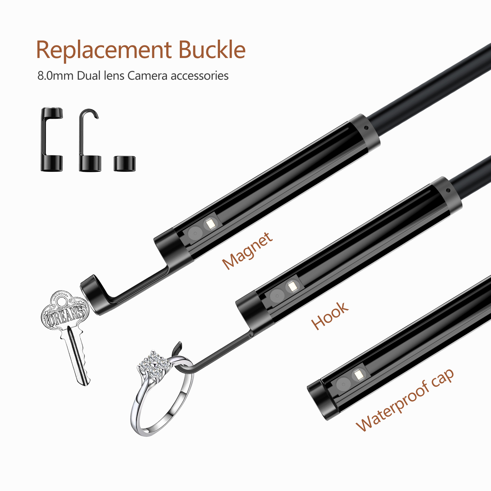 Câmera industrial do endoscópio, 4,3 ", IPS, lente dupla, LCD, IP67, impermeável, esgoto, tubulação, dreno