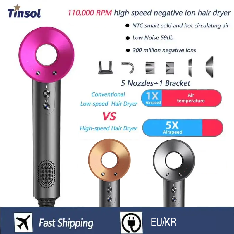 Professionele negatieve ionen föhn, hoge snelheid constante temperatuur bladloze föhn thuis negatieve ionen föhn
