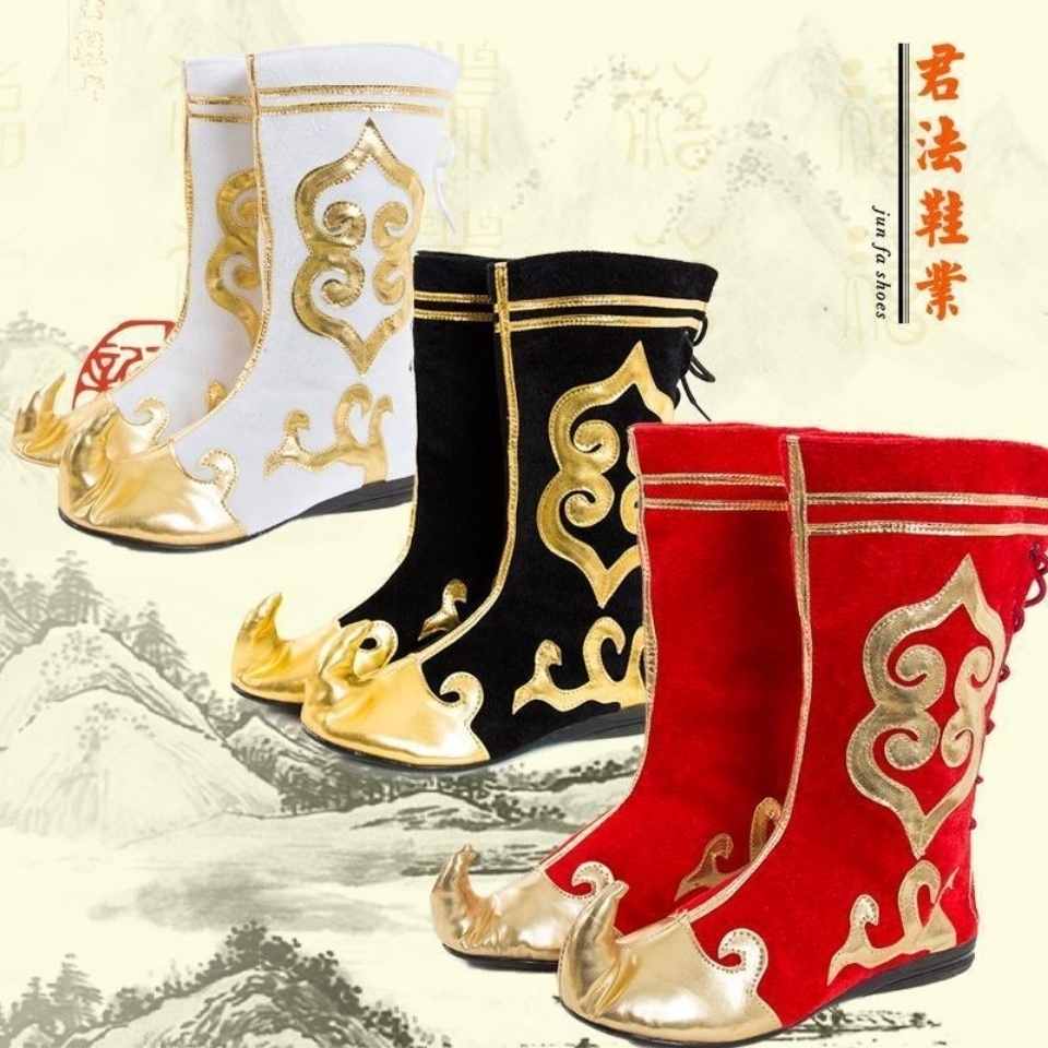 ethnic Mongolia boots drum beating short bootsTibetan boots men's Chinese Hanfu boots cos martial art performance opera shoes