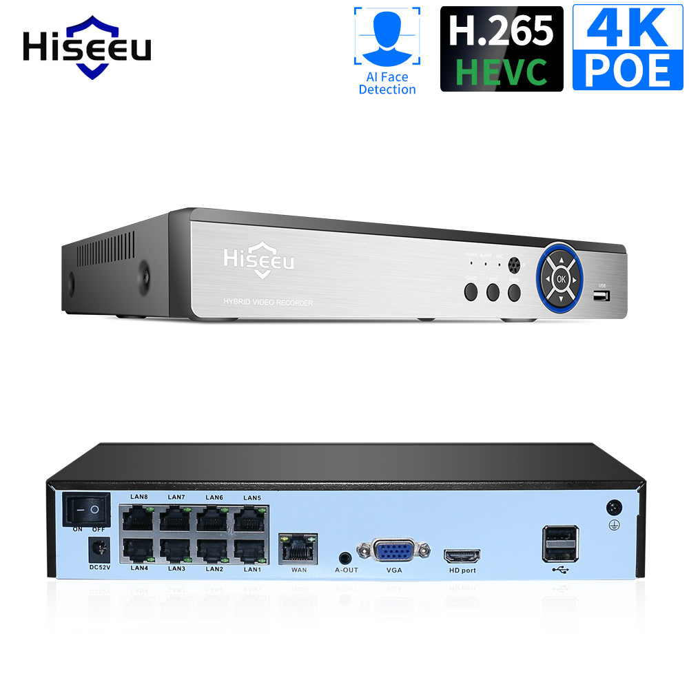 Hiseeu 4K 16CH POE NVR Onvif H.265 Видеорегистратор видеонаблюдения для IP-камеры POE (1080P/3MP/4MP/5MP/8MP/4K)