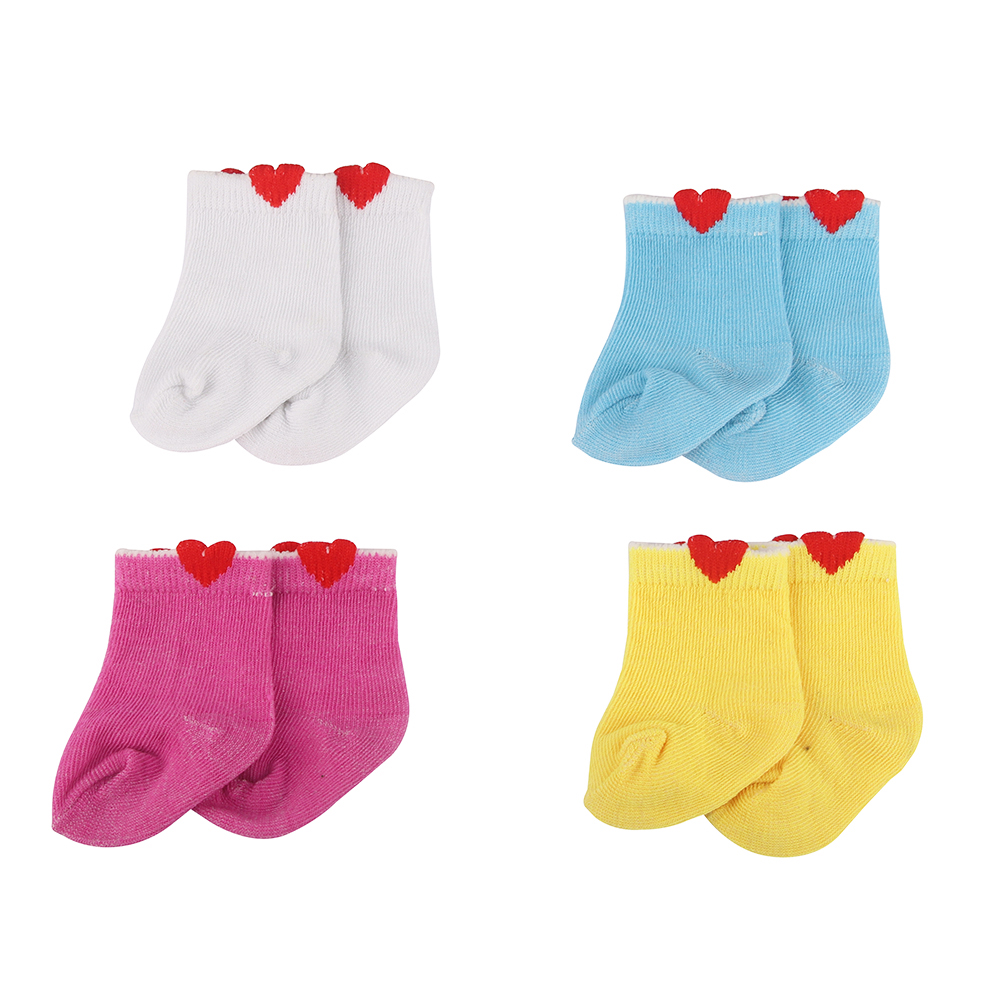 かわいいハート人形靴下カラフルな綿ニット靴下 43 センチメートル赤ちゃん新生児 & OG、アメリカ 18 インチ女の子、ロシア、1/3BJD 人形ギフトおもちゃ