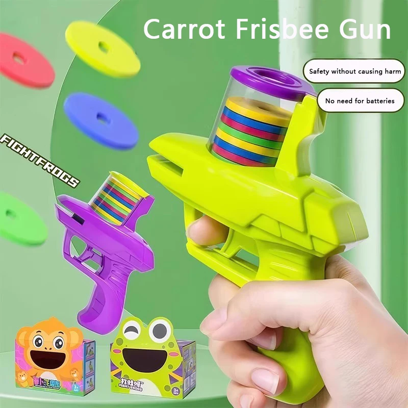 Pistola de disco para niños, juguete para exteriores, lanzador de disparos de Frisbee volador, juego interactivo para padres e hijos, regalo de cumpleaños perfecto, 1 ud.