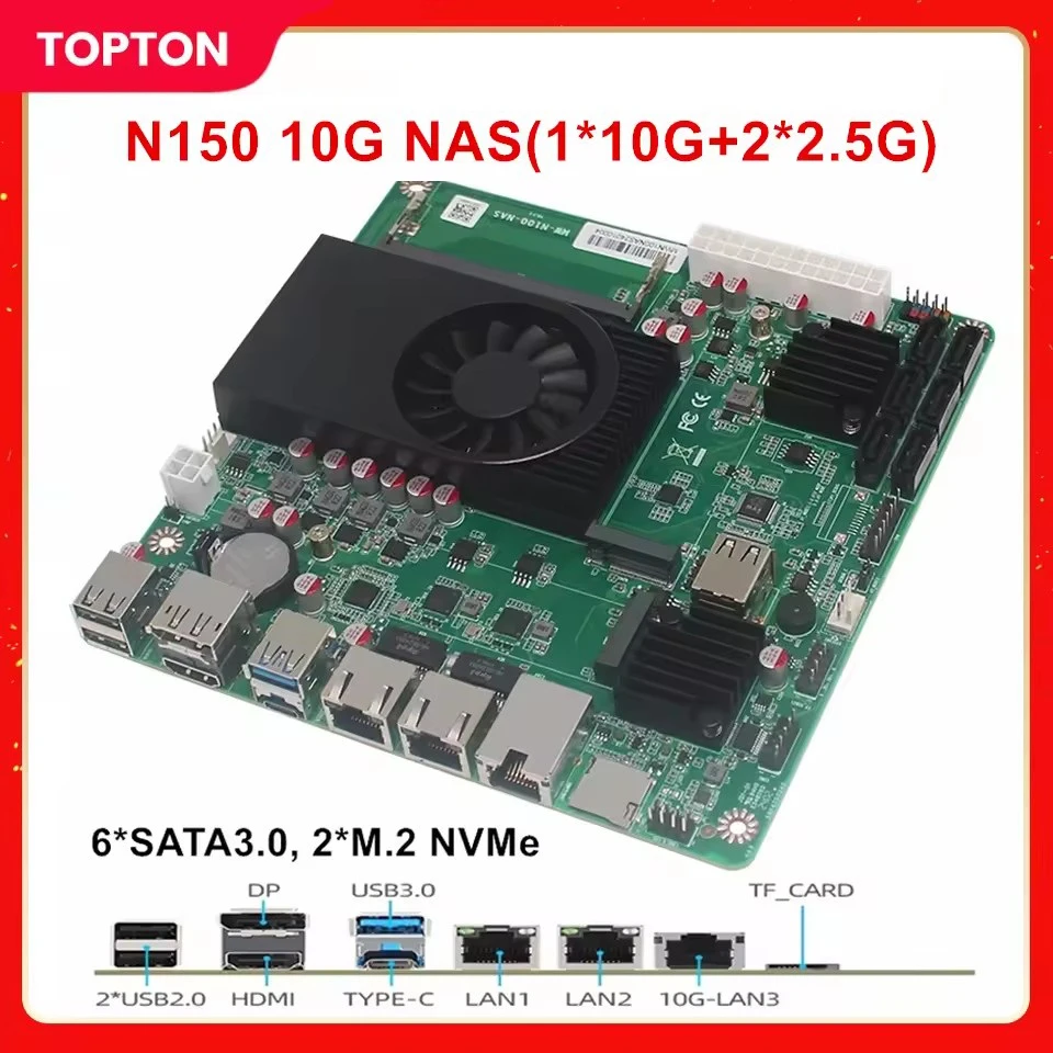Intel n150 i3 n305 6-fach nas Motherboard 1*10g 2 * i226-v 2,5g 6 * sata 3,0 2 * nvme 1 * ddr5 4800MHz Soft Router Firewall itx Mainboard