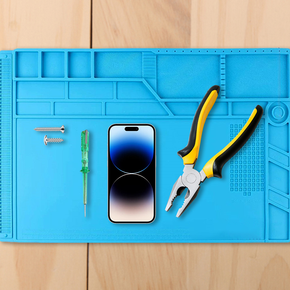 Almohadilla de reparación de aislamiento de silicona, almohadilla de trabajo antiestática resistente al calor, plataforma de escritorio, estera de trabajo de reparación magnética, estación de soldadura BGA