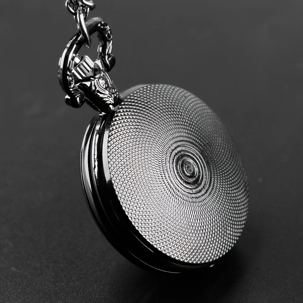 Relógio de bolso corvo preto com design gótico, caixa e pulseira de liga de colar, movimento de quartzo, relógio não à prova d'água para homens, mulheres e crianças