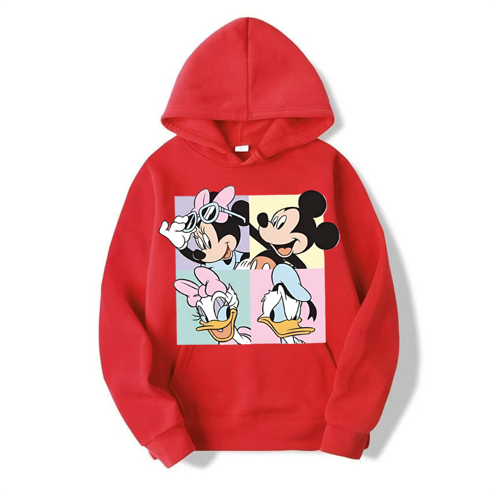 Disney Mickey Minnie Casual damska bluza z kapturem Cartoon Minnie wzór sweter szczotkowana ciepła bluza luźny i wygodny top